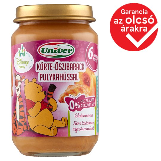 Univer körte-őszibarack pulykahússal bébiétel 6 hónapos kortól 163 g