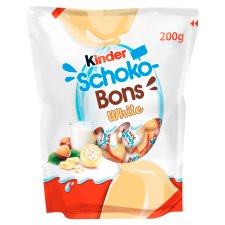 Kinder Schoko-Bons White fehércsokoládé bonbonok tejes krémmel és mogyoródarabkákkal töltve 200 g