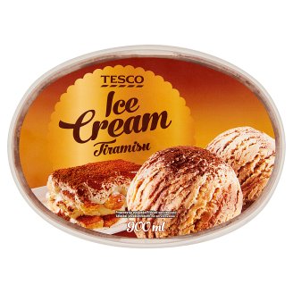 Tesco tiramisu ízesítésű jégkrém kávékivonattal, kekszdarabokkal és kakaóporral 900 ml