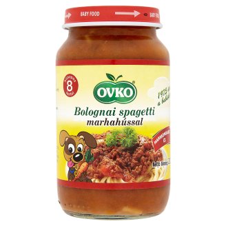Ovko gluténtartalmú bolognai spagetti marhahússal bébiétel 8 hónapos kortól 220 g