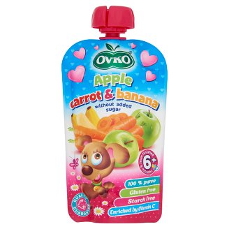 Ovko gluténmentes alma-sárgarépa-banán bébidesszert hozzáadott cukor nélkül 6 hónapos kortól 120 g
