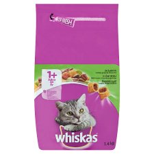 Whiskas 1+ teljes értékű száraz eledel felnőtt macskák részére báránnyal 1,4 kg
