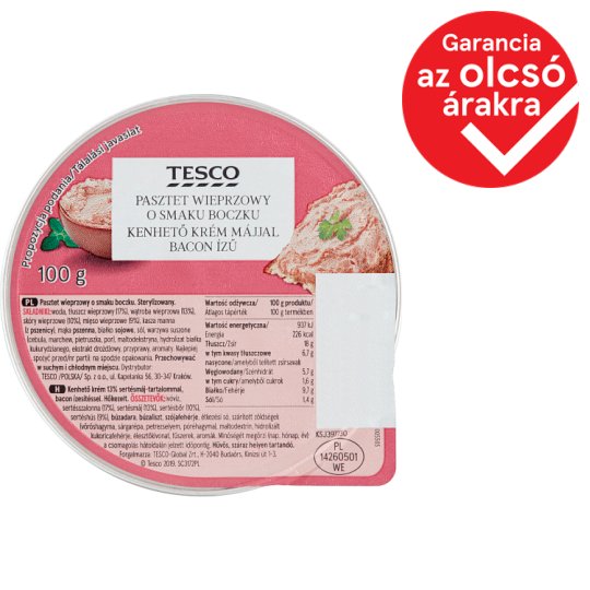 Tesco Bacon Flavored Spread Cream with Liver 100 g