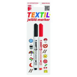 ICO piros és fekete textiljelölő marker 2 db