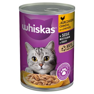 Whiskas 1+ teljes értékű állateledel felnőtt macskák számára csirkével mártásban 400 g