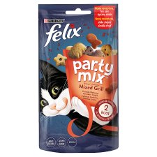 Felix Party Mix Mixed Grill Complementary Pet Food for Cats with Beef, Chicken & Salmon Flavour 60 g