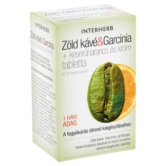 Interherb Vital Zöld Kávé & Garcinia + Keserűnarancs és Króm étrend-kiegészítő tabletta 60 db 63,6 g