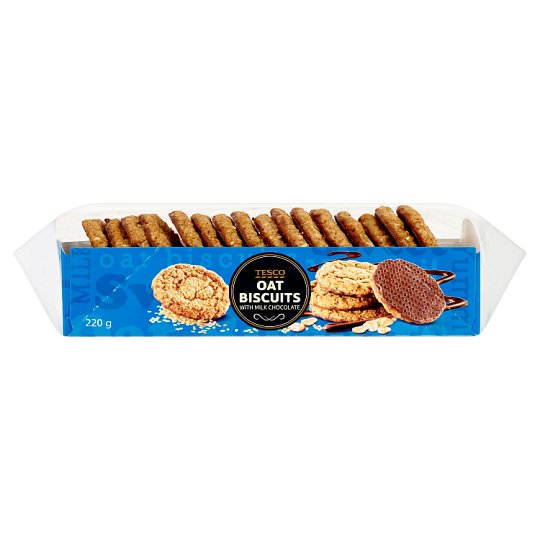 Tesco Oat Biscuits with Milk Chocolate 220 g Tesco Online, Tesco From Home, Tesco Doboz