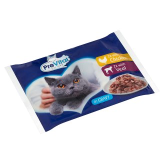 PreVital teljes értékű állateledel felnőtt macskák számára csirkével és borjúval 4 x 100 g