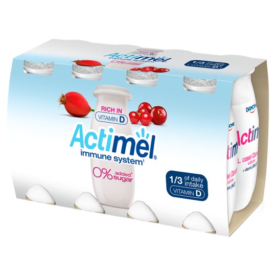 Danone Actimel Cranberry, Red-Currant, Rose-Hips Flavoured Low-Fat Yoghurt Drink 8 x 100 g (800 g)