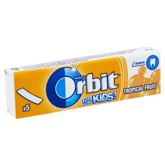 Orbit for Kids! Tropical Fruit trópusigyümölcs-ízű cukormentes rágógumi édesítőszerrel 5 db 13 g