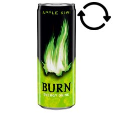 Burn Carbonated Apple-Kiwi Energy Drink with Caffeine 250 ml