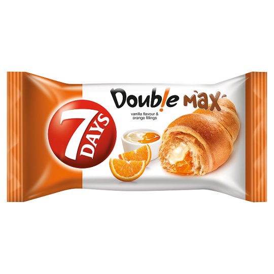 7DAYS Double Max croissant vanília ízű és narancsos töltelékekkel 80 g