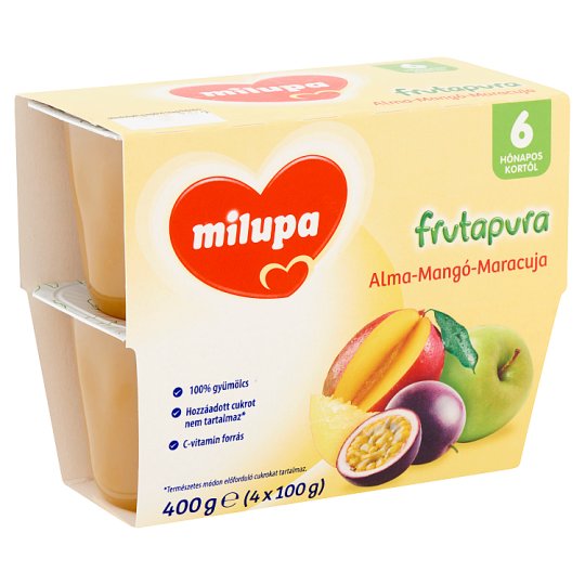 Milupa Frutapura alma-mangó-maracuja gyümölcspüré 6 hó+ 4 db 400 g
