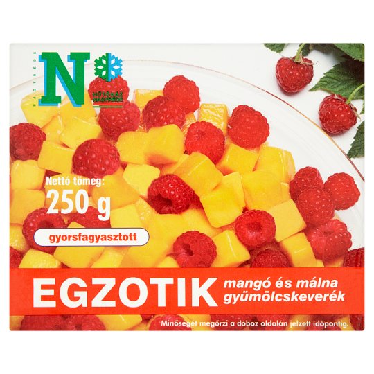 Egzotik gyorsfagyasztott mangó és málna gyümölcskeverék 250 g