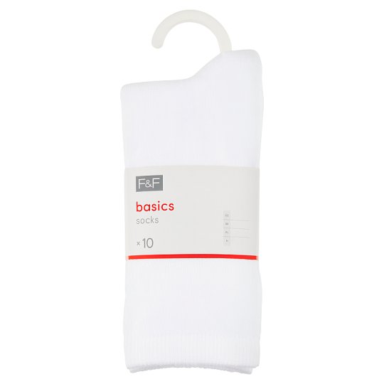 image 1 of F&F Women Ankle Socks 10 Pairs/Pack, M-L, White