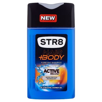 STR8 Hair+Body Active Reload nyugtató hatású tusfürdő és sampon 250 ml