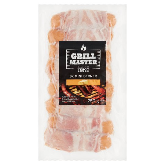 Grill Master mini sajtos kolbász bacon szalonnába göngyölve 8 db 250 g