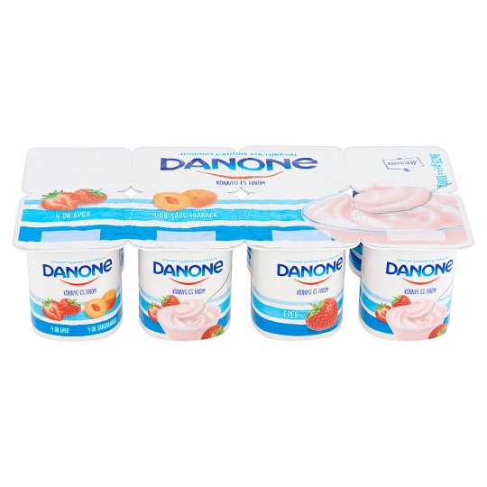 Danone eperízű és sárgabarackízű, élőflórás, zsírszegény joghurt 8 x 125 g