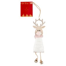 Furry Reindeer with Heart Decoration 30 x 6 x 1,8 cm