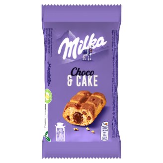 Milka Cake & Choc piskóta alpesi tejcsokoládé darabkákkal és csokoládés töltelékkel 35 g
