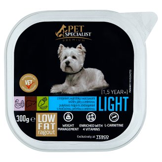 Tesco Pet Specialist Premium Light eledel felnőtt kutyáknak pulykával, májjal, zöldségekkel 300 g