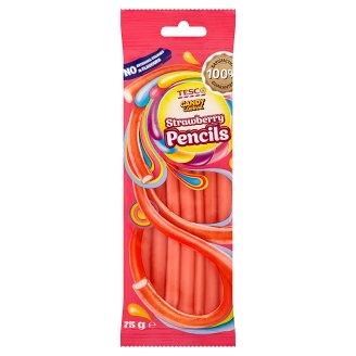 Tesco Candy Carnival Strawberry Pencils eperízű édesség 75 g