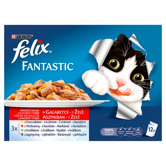 Felix Fantastic Házias Válogatás teljes értékű állateledel felnőtt macskák számára 12 x 100 g