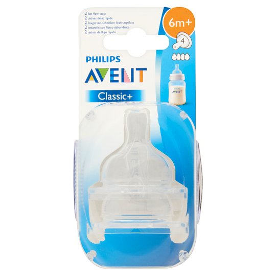 Philips Avent Classic+ 4 lyukú gyors folyású etetőcumi 6 hónapos kortól 2 db