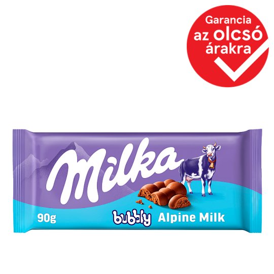 Milka Bubbly alpesi tejcsokoládé levegőbuborékos tejcsokoládé töltelékkel 90 g