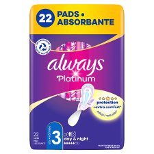 Always Platinum Day & Night Sanitary Towels With Wings 22 Pads