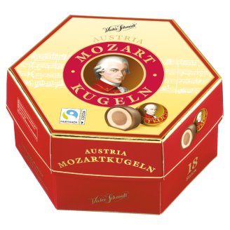 Mozart Kugeln csokoládé-praliné, marcipánnal és nugát krémmel töltve, csokoládéval bevonva 297 g