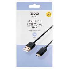 Tesco Home Black USB-C to USB Cable 2 m