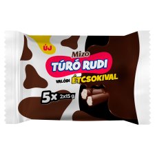 Mizo Túró Rudi natúr túródesszert étcsokoládé bevonattal 5 x 2 x 15 g (150 g)