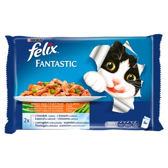 Felix Fantastic teljes értékű állateledel felnőtt macskáknak halas válogatás zöldséggel 4 x 100 g