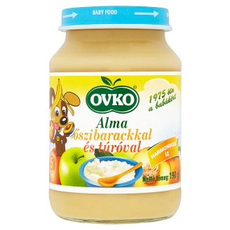 Ovko gluténtartalmú alma őszibarackkal és túróval bébidesszert 5 hónapos kortól 190 g