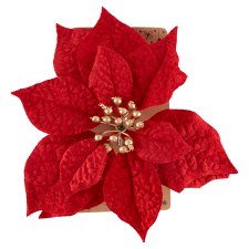 Clip Poinsettia Red Plush 25 cm