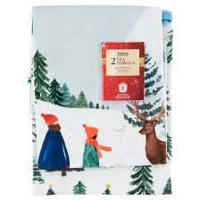 Tesco Winter Walk Scene Tea Towels 50 cm x 70 cm 2 pcs