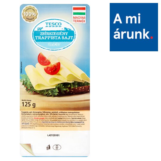 Tesco szeletelt zsírszegény trappista sajt 125 g