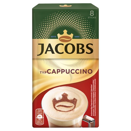 Jacobs azonnal oldódó kávéitalpor cukorral és sovány tejporral 8 x 14,4 g (115,2 g)