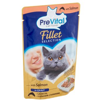PreVital teljes értékű állateledel felnőtt macskák számára lazaccal szószban 85 g