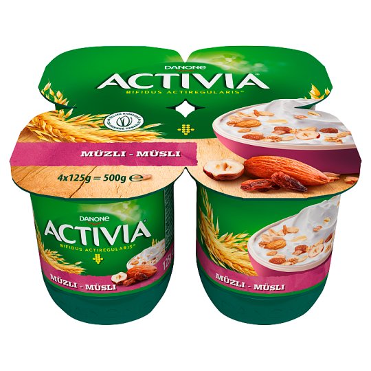 Danone Activia Müzli élőflórás édesített joghurt teljes kiőrlésű gabonákkal 4 x 125 g