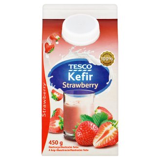 Tesco élőflórás, zsírszegény epres kefir 450 g