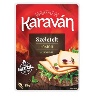 Karaván füstölt, szeletelt, zsíros, vágható ömlesztett sajt 125 g