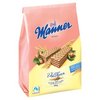 Manner mogyorókrémmel töltött, teljes kiőrlésű lisztből készült ropogós ostyaszelet 300 g