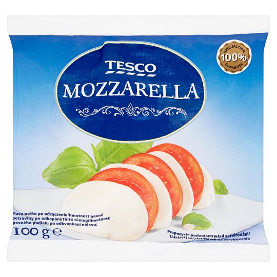 Tesco Mozzarella hevített-gyúrt félzsíros, lágy sajt 100 g