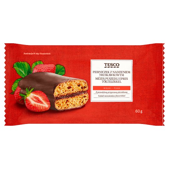 Tesco mézes puszedli epres töltelékkel 60 g