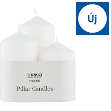 Tesco Home White Pillar Candle Set