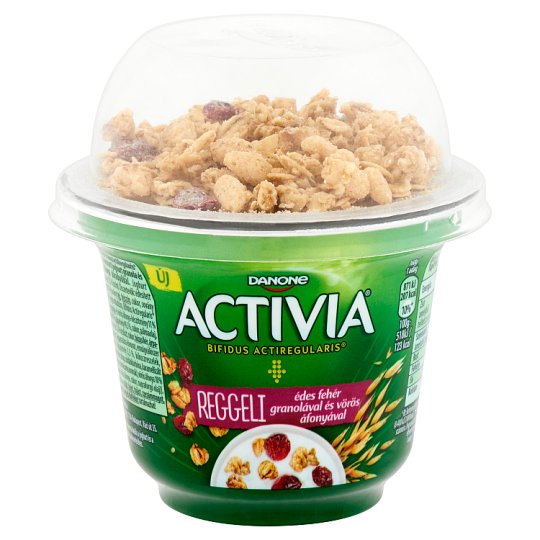 Danone Activia Reggeli élőflórás édesített joghurt granola és vörös áfonya darabokkal 168 g