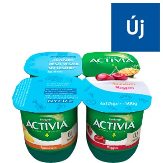 Danone Activia élőflórás, zsírszegény ananászos és meggyes joghurt 4 x 125 g